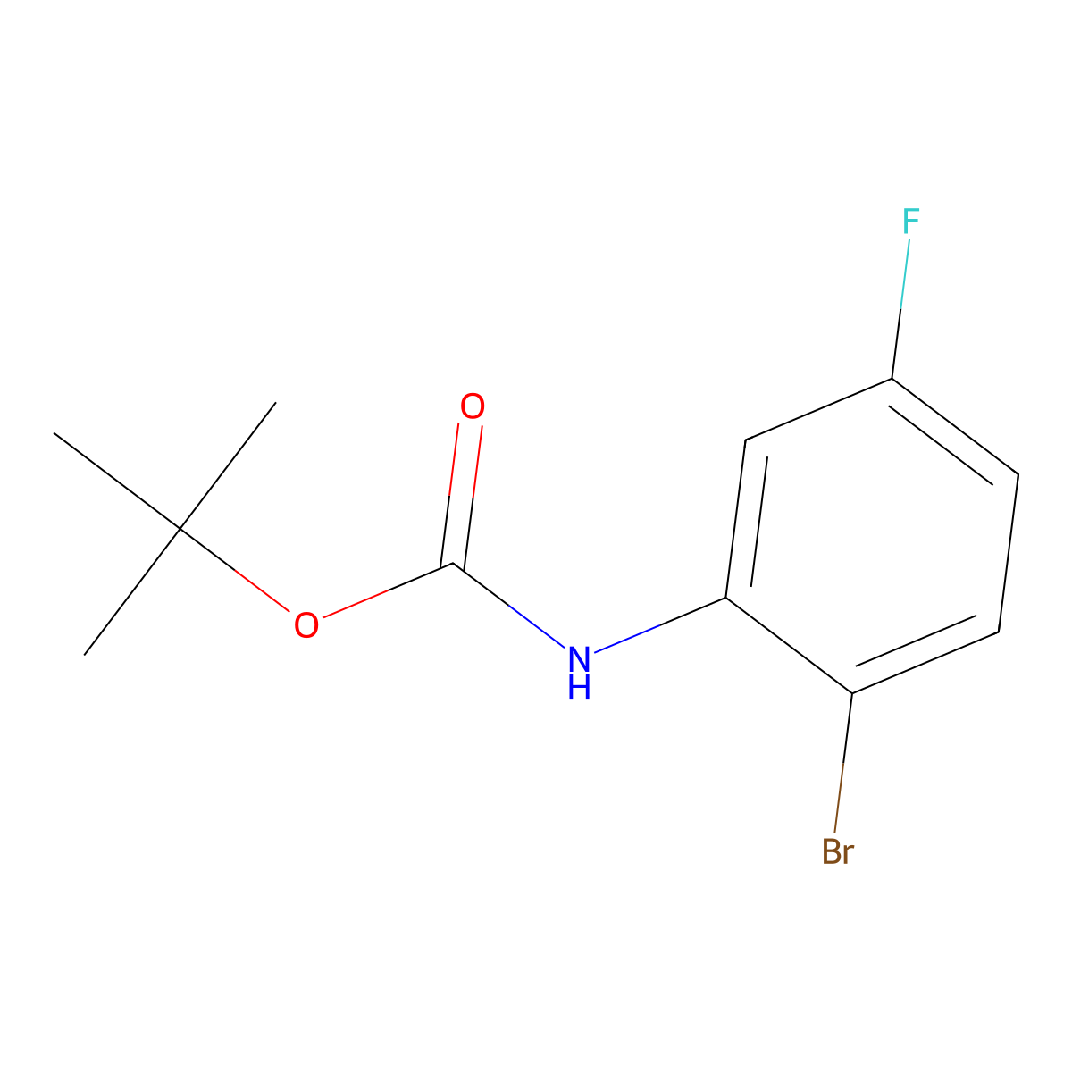 Tert-butyl 2-bromo-5-fluorophenylcarbamate molecular structure, CAS 861931-75-1