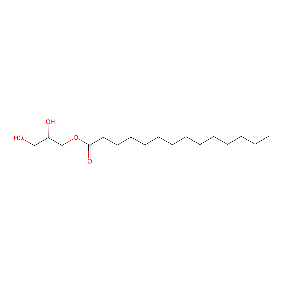 (2S)-2,3-dihydroxypropyl tetradecanoate molecular structure, CAS 86195-50-8