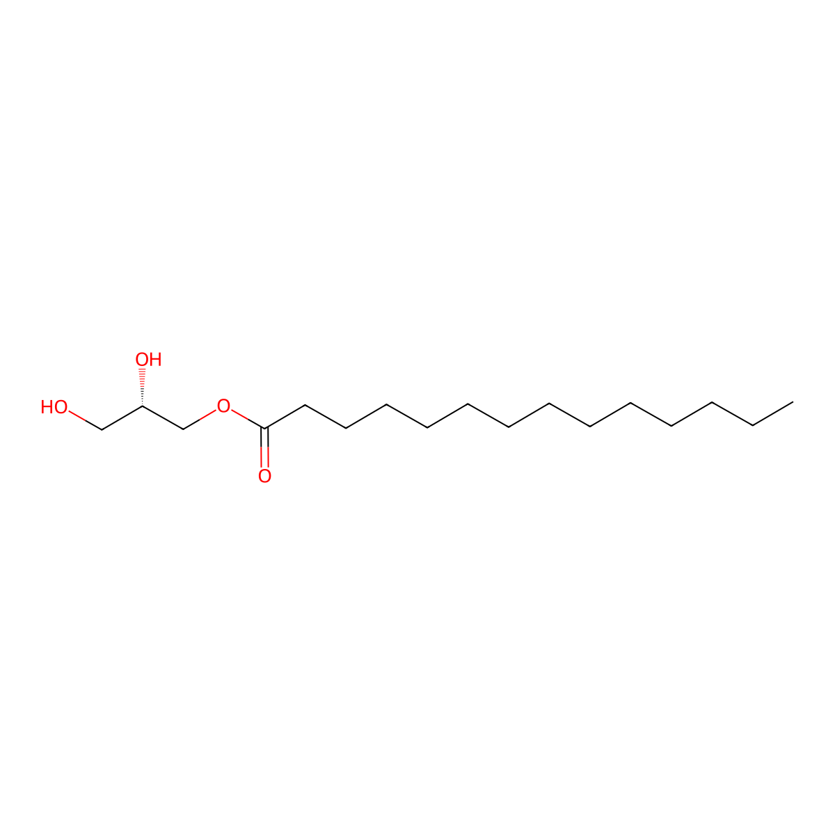 (2S)-2,3-dihydroxypropyl tetradecanoate molecular structure, CAS 86195-50-8