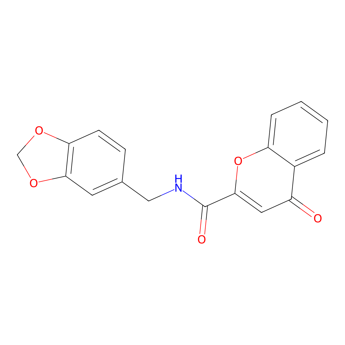 N-(1,3-benzodioxol-5-ylmethyl)-4-oxo-4H-chromene-2-carboxamide molecular structure, CAS 861975-33-9