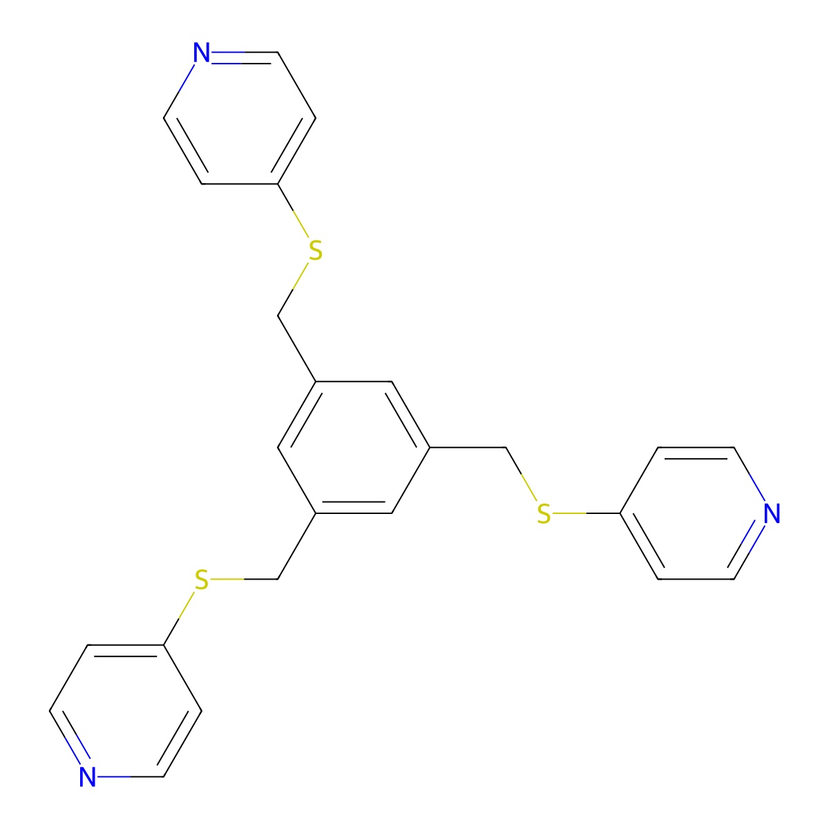 1,3,5-Tris((pyridin-4-ylthio)methyl)benzene molecular structure, CAS 862014-52-6