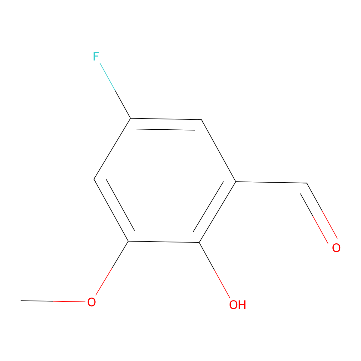 5-Fluoro-2-hydroxy-3-methoxybenzaldehyde molecular structure, CAS 862088-16-2