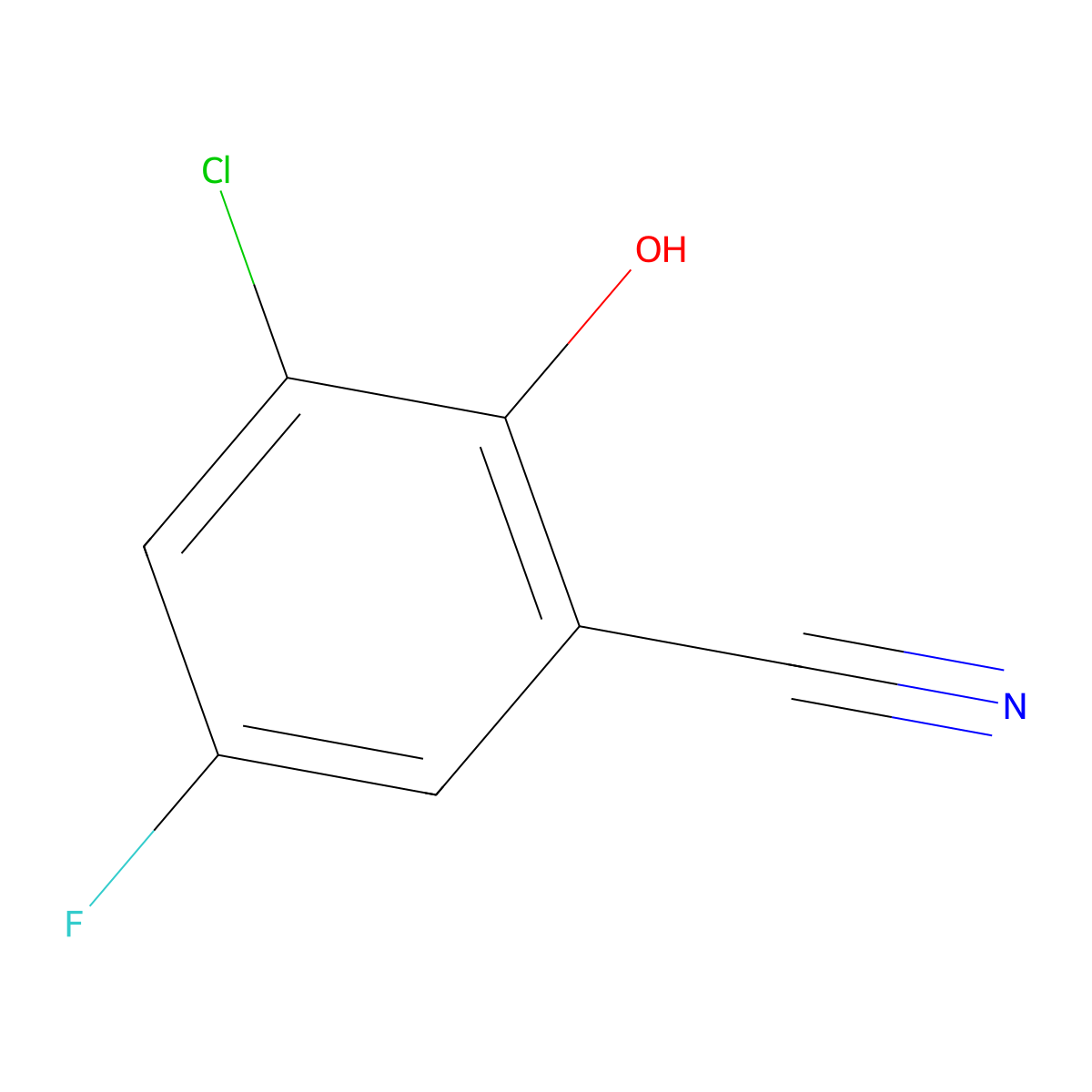 3-Chloro-5-fluoro-2-hydroxybenzonitrile molecular structure, CAS 862088-18-4