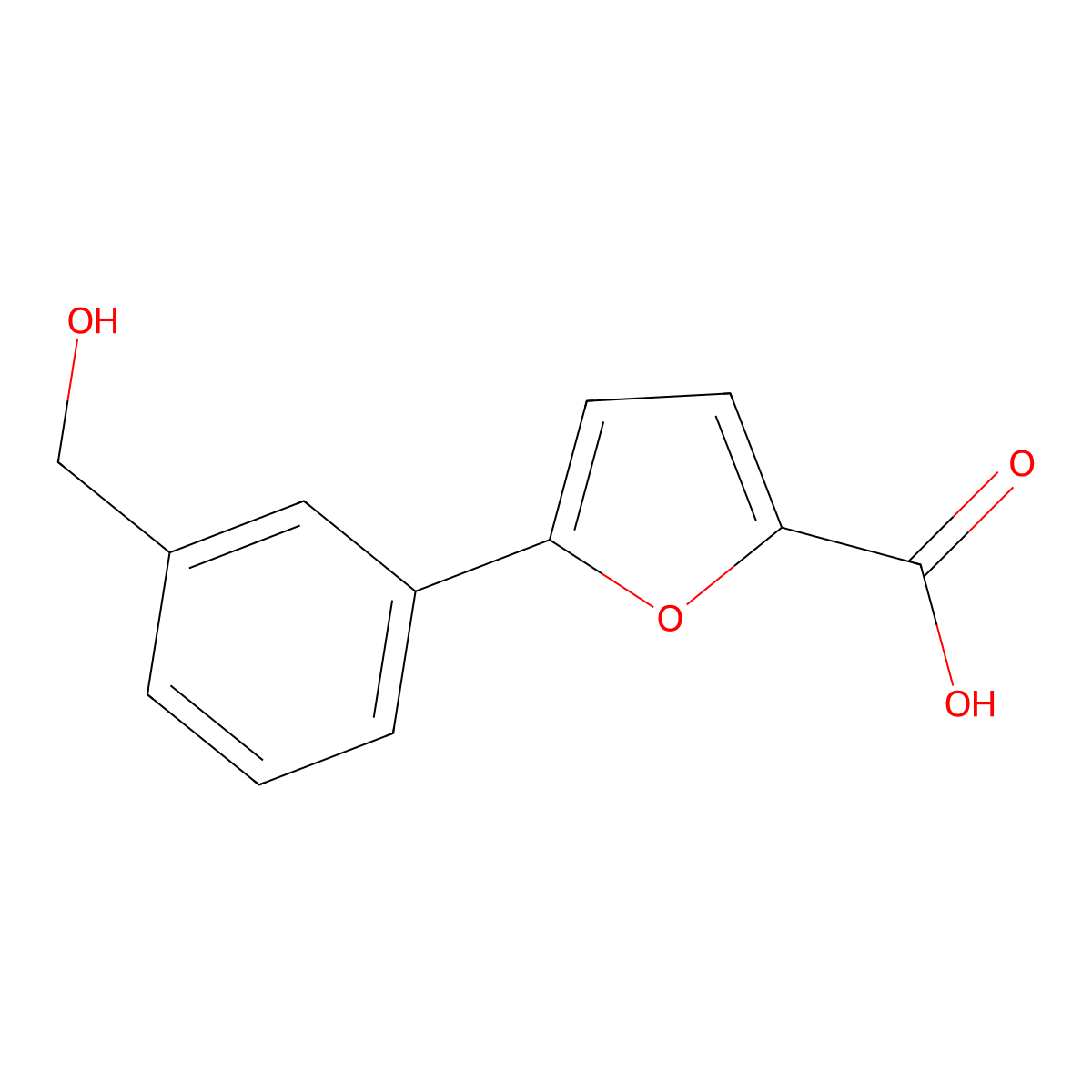 5-(3-(Hydroxymethyl)phenyl)furan-2-carboxylic acid molecular structure, CAS 862089-26-7