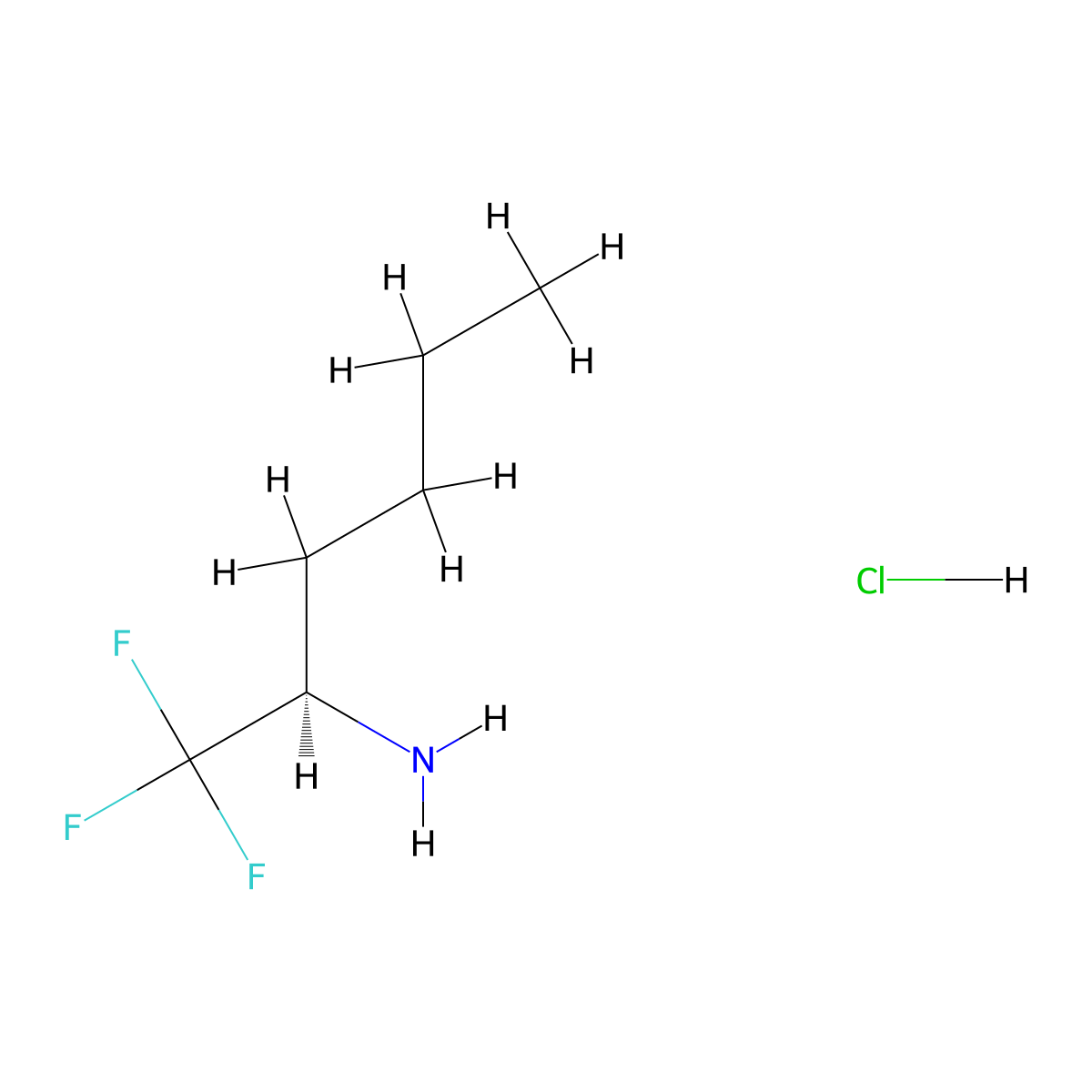 (2R)-1,1,1-trifluorohexan-2-amine hydrochloride molecular structure, CAS 862090-37-7