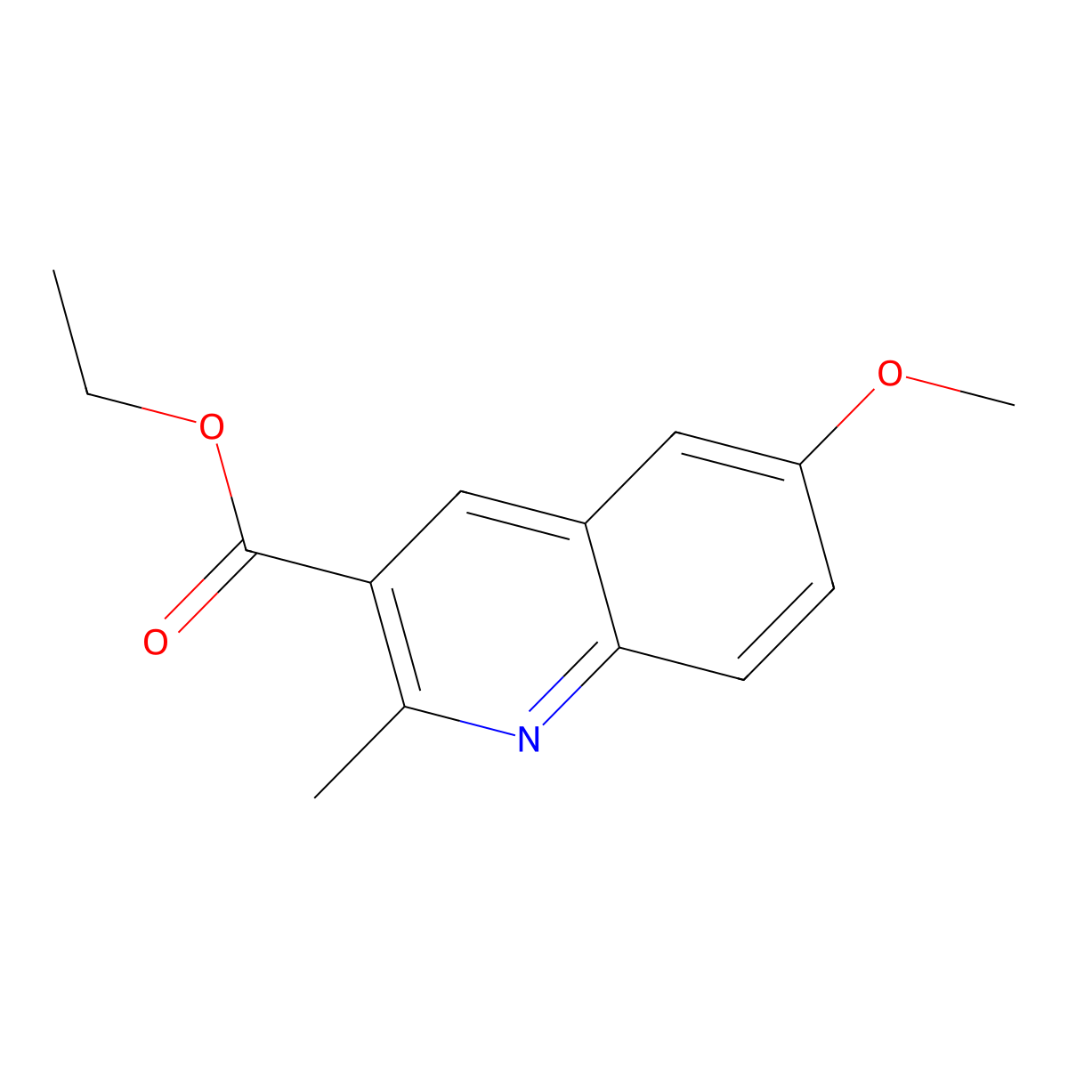 Ethyl 6-methoxy-2-methylquinoline-3-carboxylate molecular structure, CAS 86210-92-6