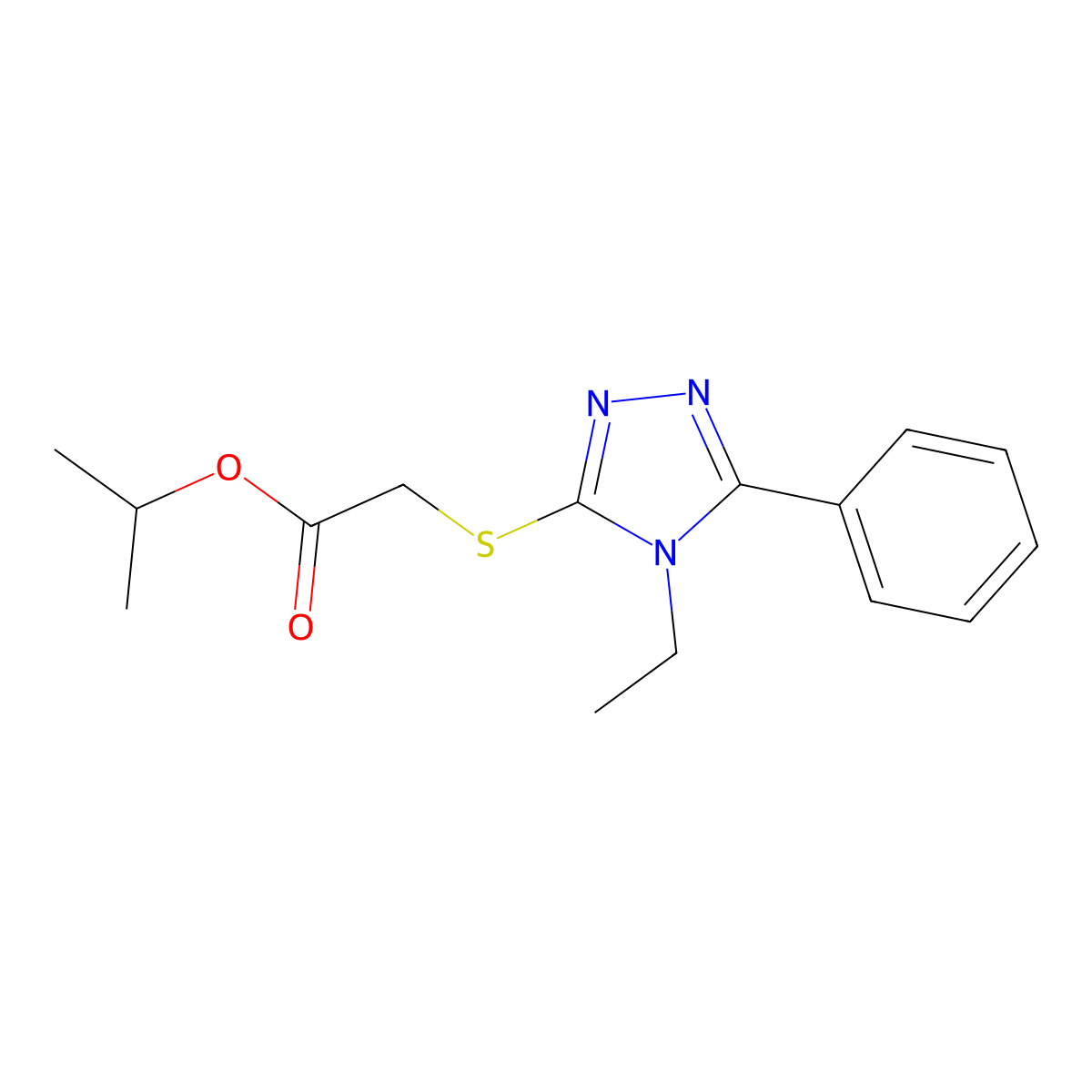 Propan-2-yl 2-[(4-ethyl-5-phenyl-1,2,4-triazol-3-yl)sulfanyl]acetate molecular structure, CAS 862104-34-5
