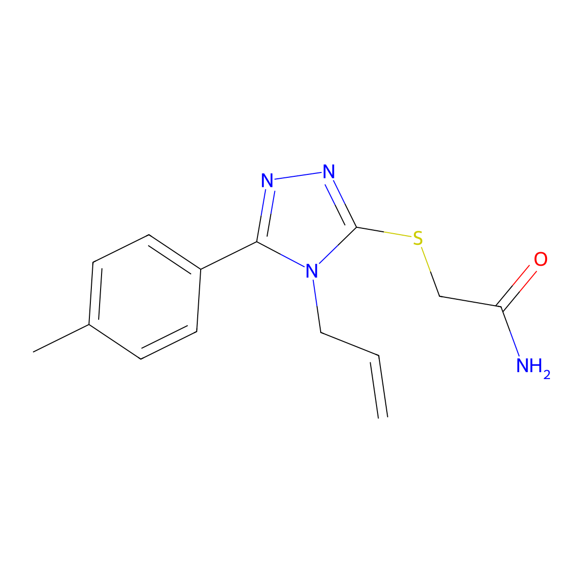 2-[[5-(4-Methylphenyl)-4-prop-2-enyl-1,2,4-triazol-3-yl]sulfanyl]acetamide molecular structure, CAS 862105-15-5