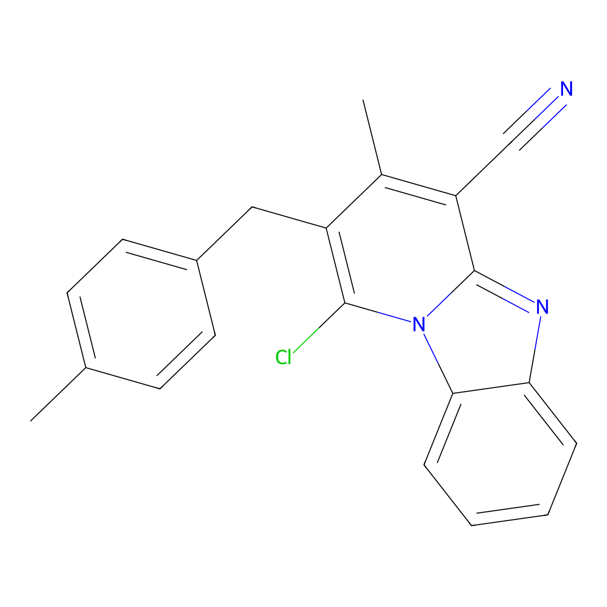 1-Chloro-3-methyl-2-(4-methylbenzyl)pyrido[1,2-a]benzimidazole-4-carbonitrile molecular structure, CAS 862106-12-5