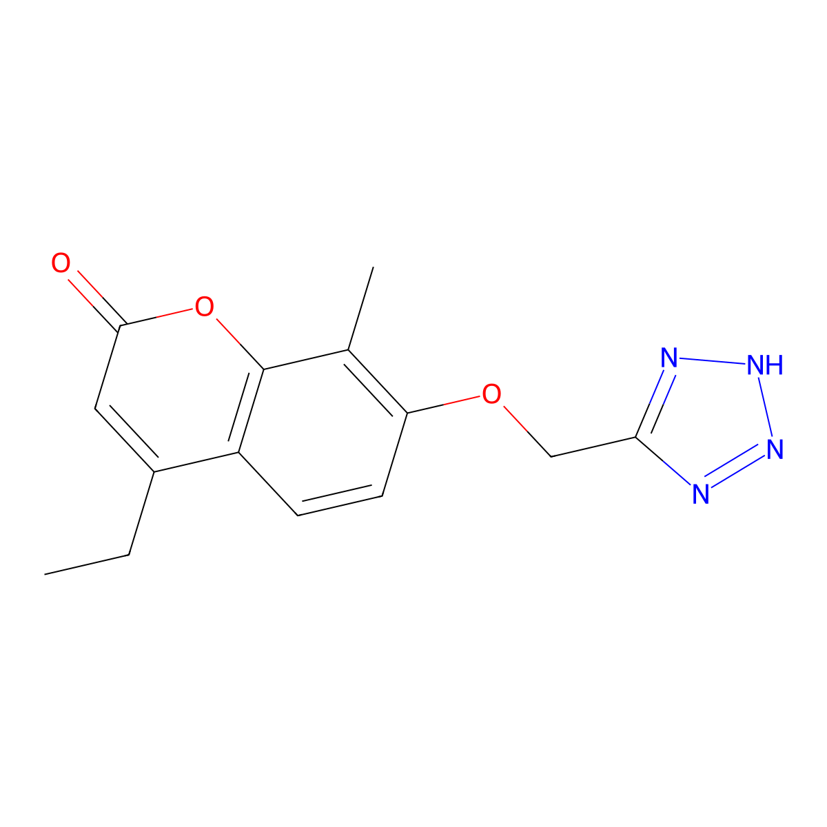 4-ethyl-8-methyl-7-(1H-tetrazol-5-ylmethoxy)-2H-chromen-2-one molecular structure, CAS 862106-16-9