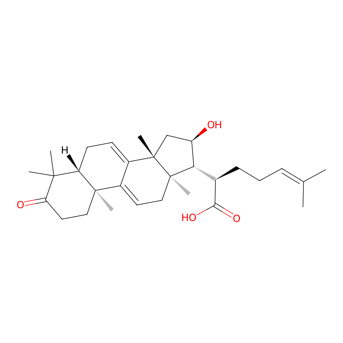 16R-Hydroxy-3-oxolanosta7,9(11),24-trien-21-oic acid molecular structure, CAS 862109-64-6