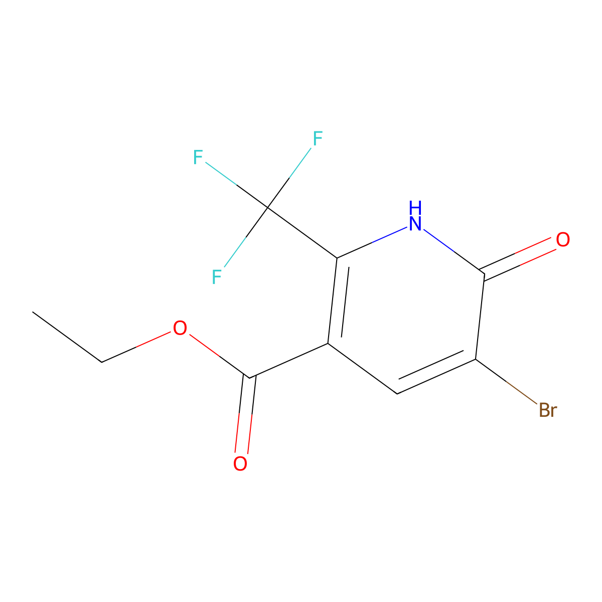 Ethyl 5-bromo-6-hydroxy-2-(trifluoromethyl)nicotinate molecular structure, CAS 862111-61-3