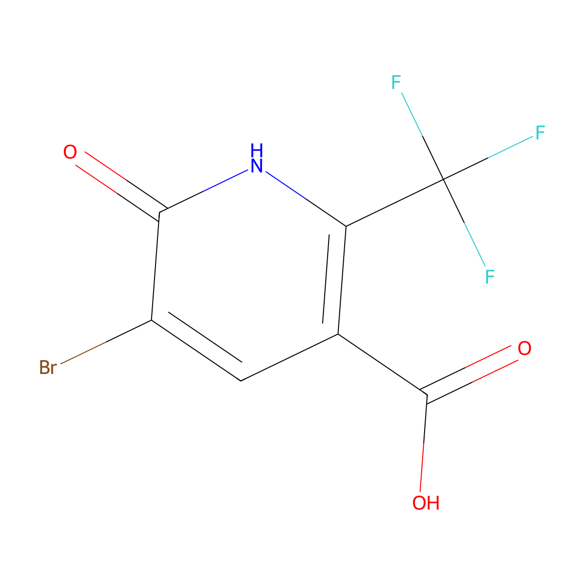 5-Bromo-6-oxo-2-(trifluoromethyl)-1,6-dihydropyridine-3-carboxylic acid molecular structure, CAS 862111-62-4