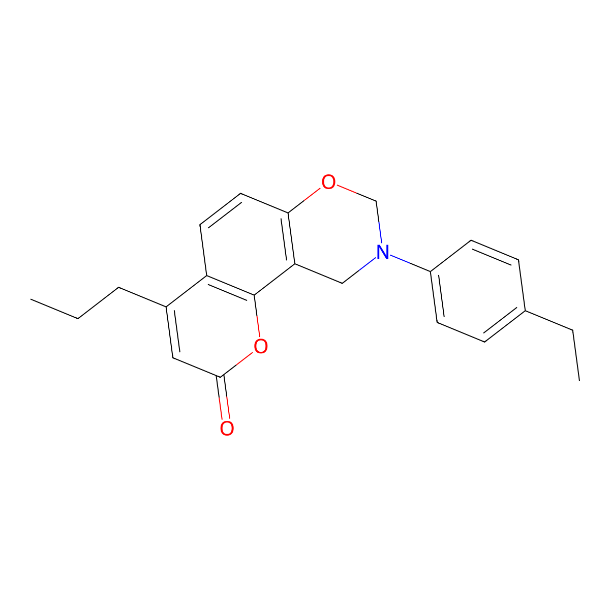 9-(4-ethylphenyl)-4-propyl-9,10-dihydro-2H,8H-chromeno[8,7-e][1,3]oxazin-2-one molecular structure, CAS 862116-39-0