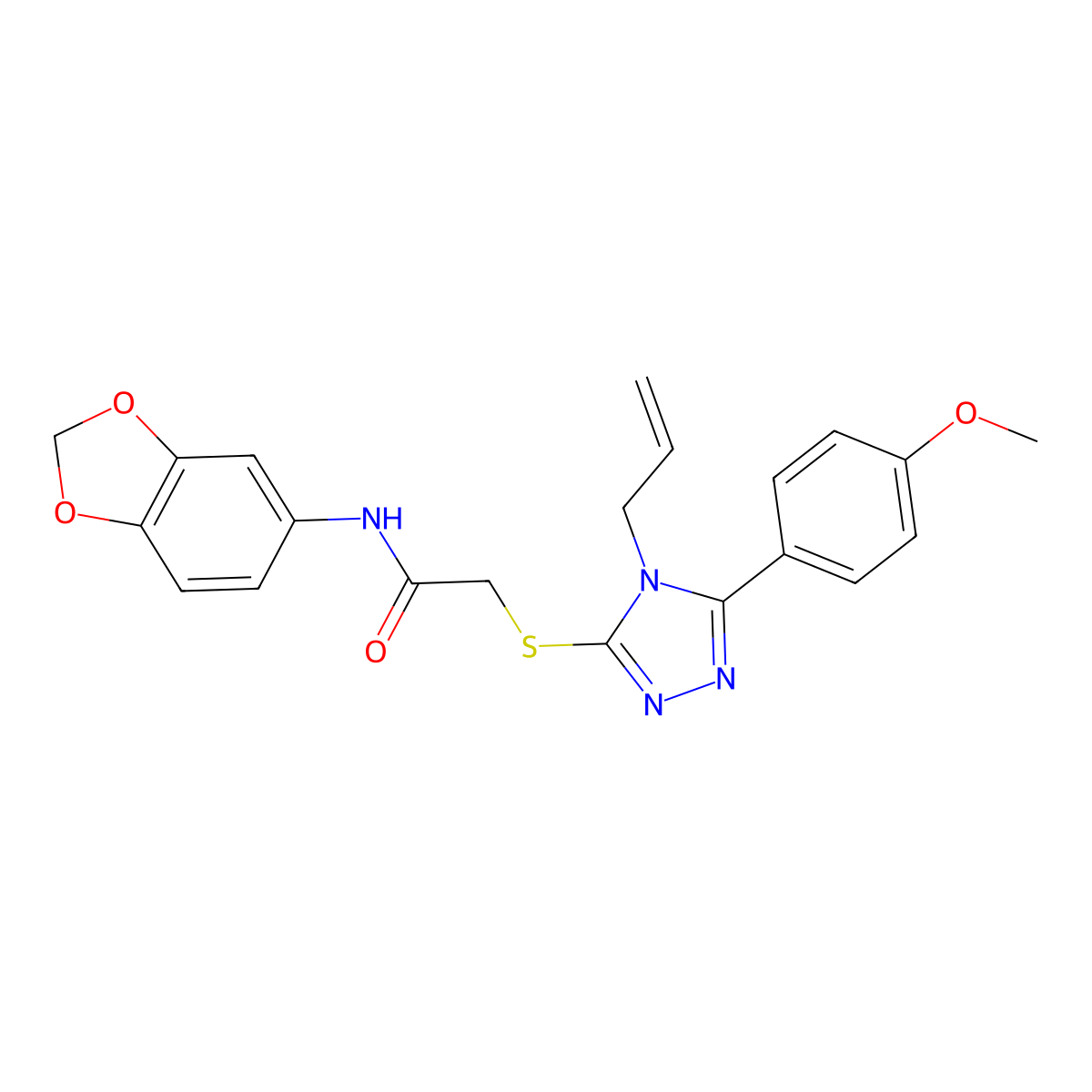 N-(1,3-benzodioxol-5-yl)-2-{[5-(4-methoxyphenyl)-4-(prop-2-en-1-yl)-4H-1,2,4-triazol-3-yl]sulfanyl}acetamide molecular structure, CAS 862116-89-0
