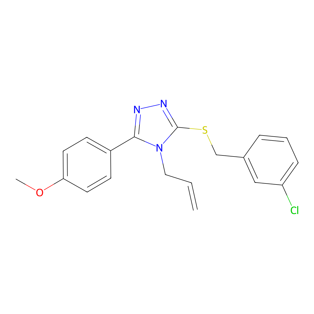 3-(((3-Chlorophenyl)methyl)thio)-5-(4-methoxyphenyl)-4-(2-propen-1-yl)-4H-1,2,4-triazole molecular structure, CAS 862117-49-5