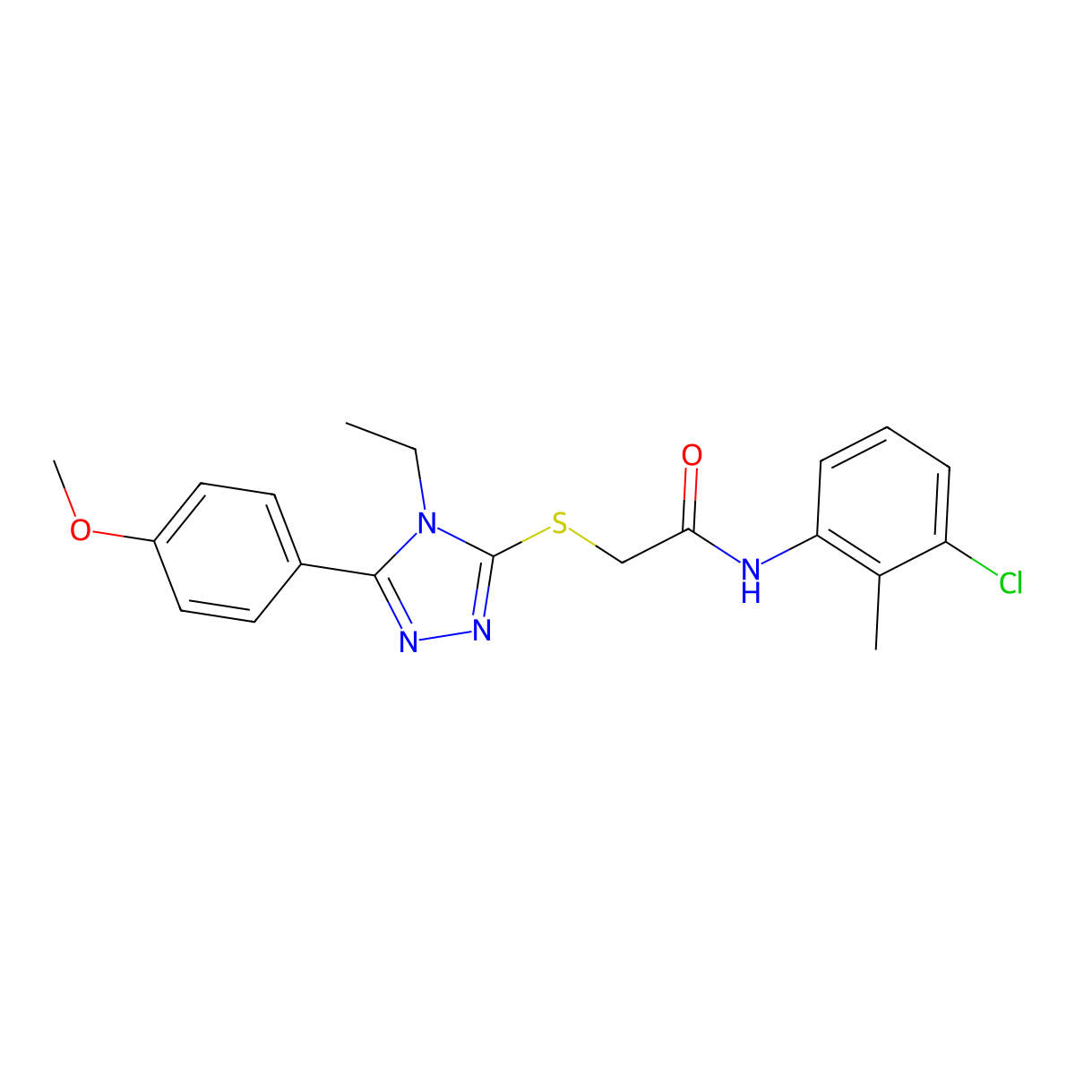 N-(3-chloro-2-methylphenyl)-2-[4-ethyl-5-(4-methoxyphenyl)(1,2,4-triazol-3-ylt hio)]acetamide molecular structure, CAS 862118-12-5