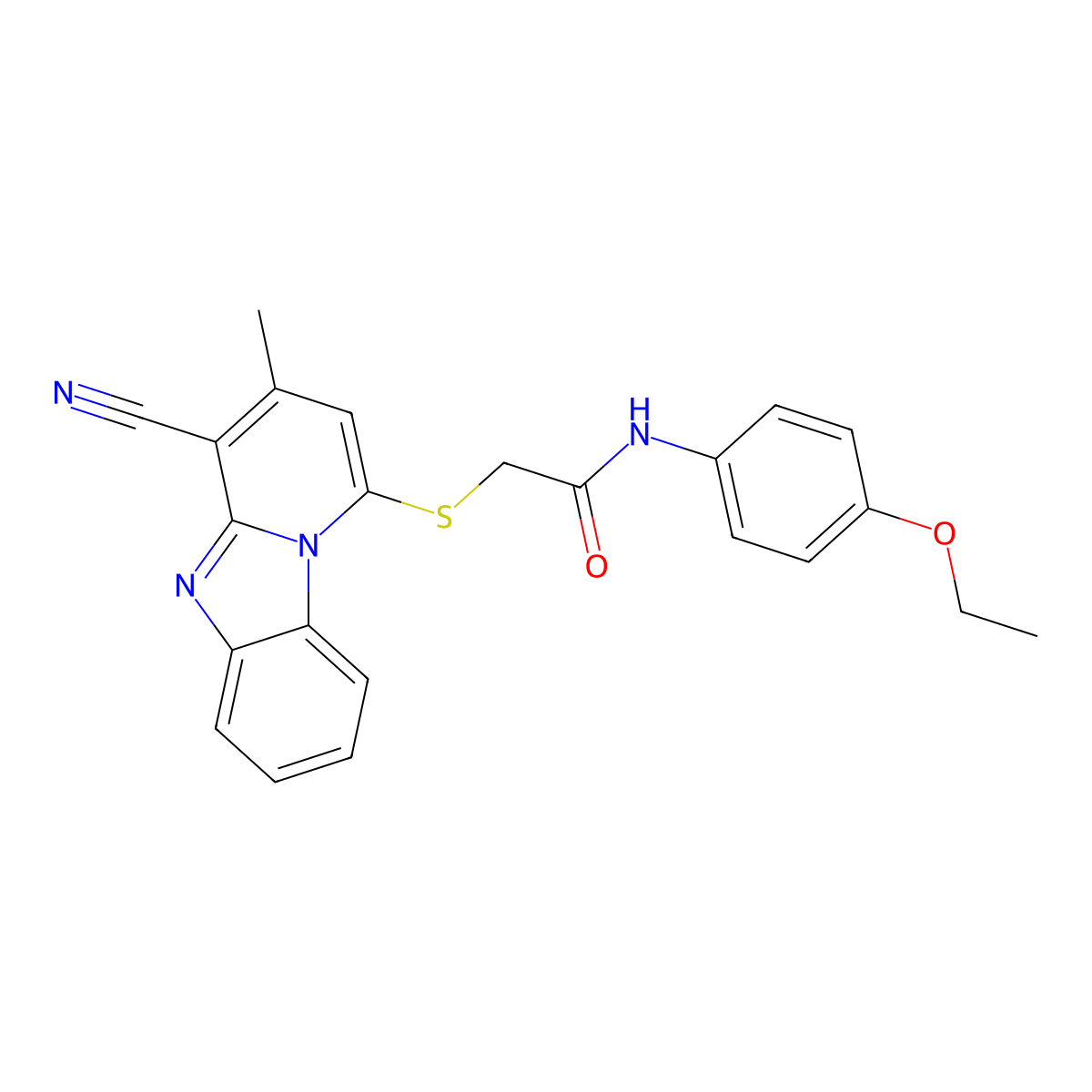 2-[(4-cyano-3-methylpyrido[1,2-a]benzimidazol-1-yl)sulfanyl]-N-(4-ethoxyphenyl)acetamide molecular structure, CAS 862118-13-6
