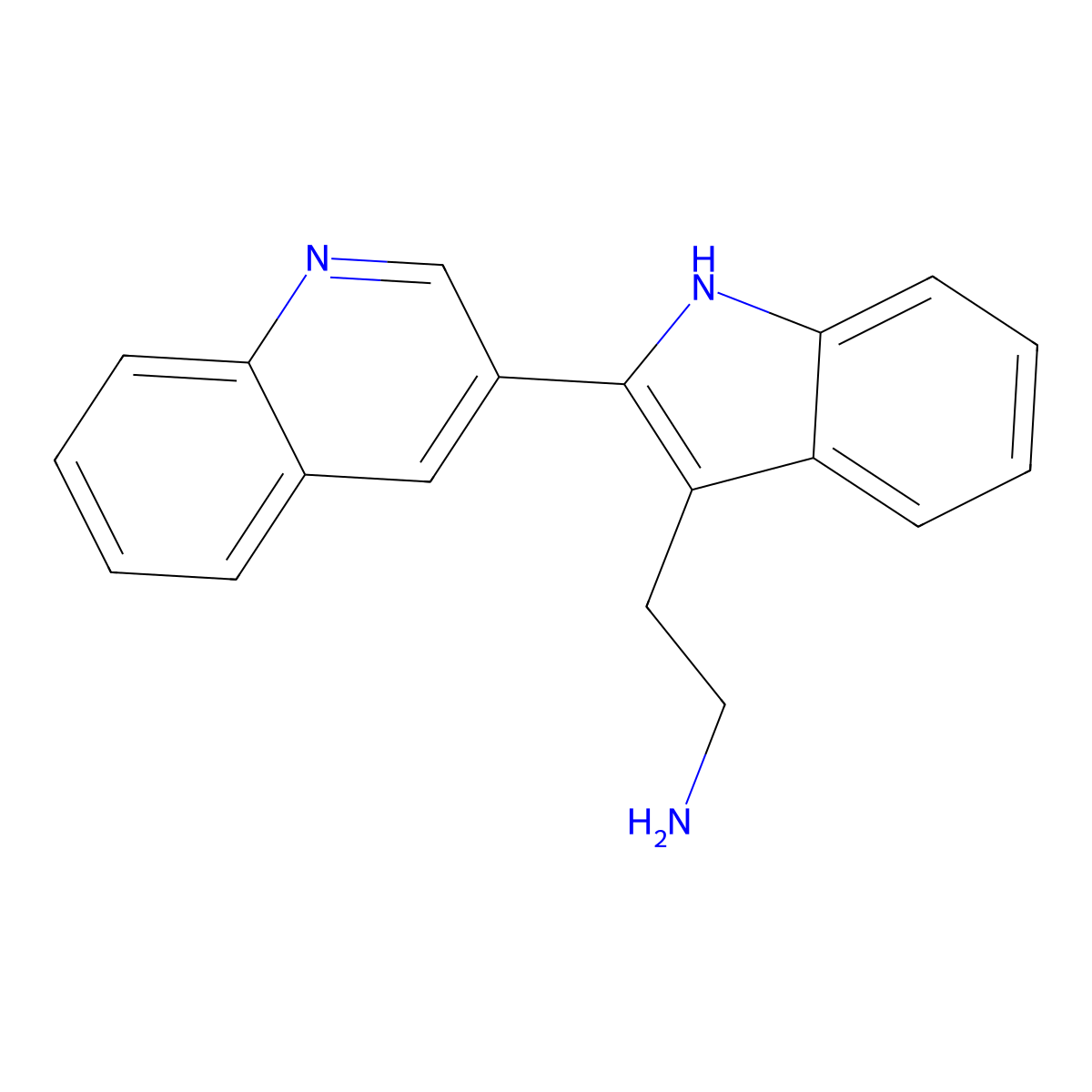 2-[2-(quinolin-3-yl)-1H-indol-3-yl]ethan-1-amine molecular structure, CAS 862118-74-9