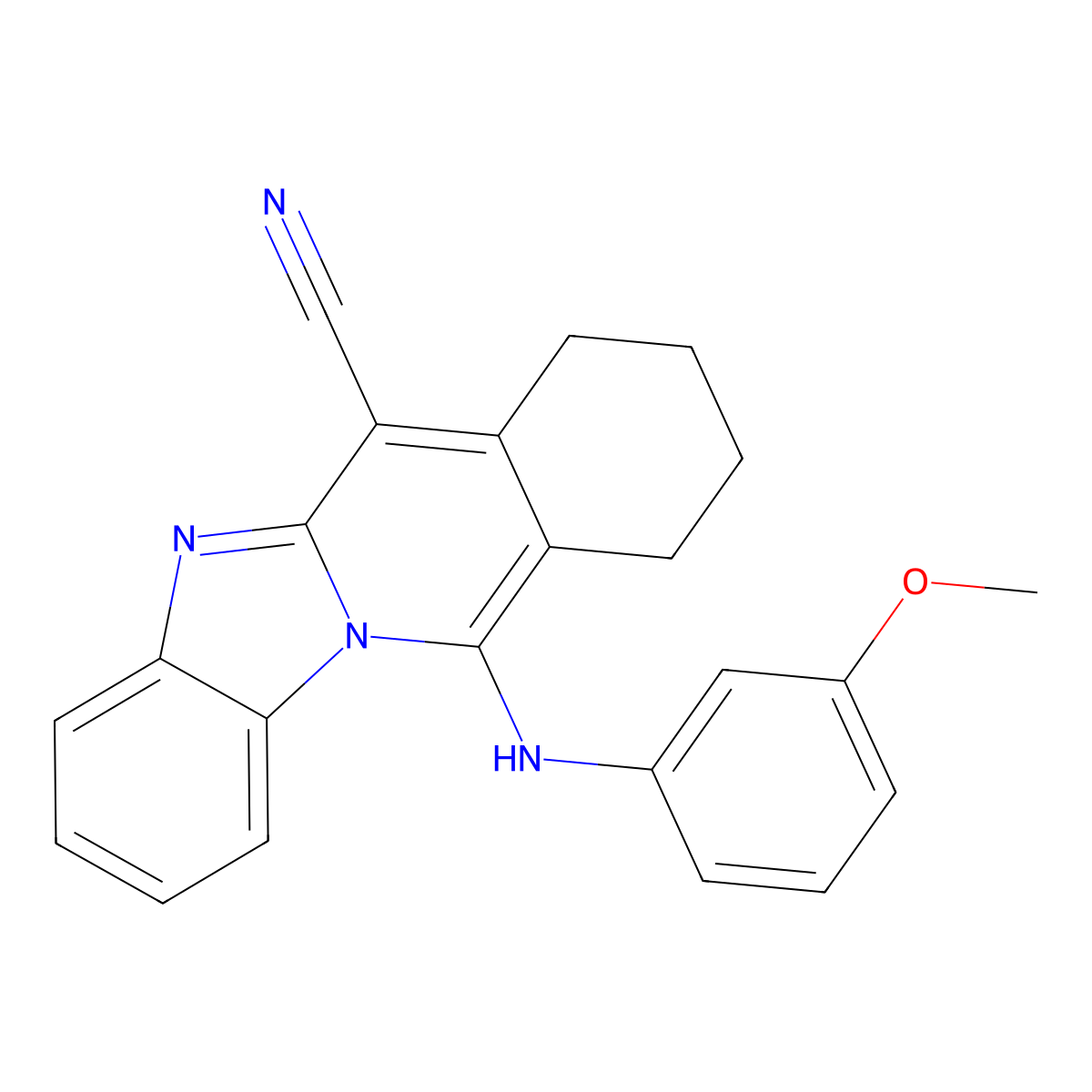 11-(3-Methoxyanilino)-7,8,9,10-tetrahydrobenzimidazolo[1,2-b]isoquinoline-6-carbonitrile molecular structure, CAS 862127-94-4