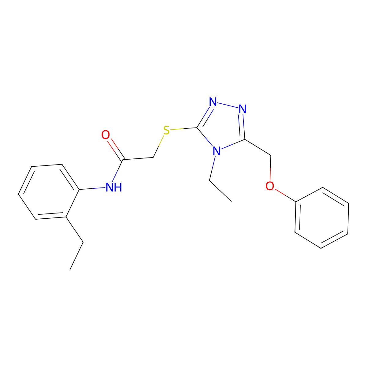 2-{[4-ethyl-5-(phenoxymethyl)-4H-1,2,4-triazol-3-yl]sulfanyl}-N-(2-ethylphenyl)acetamide molecular structure, CAS 862128-00-5