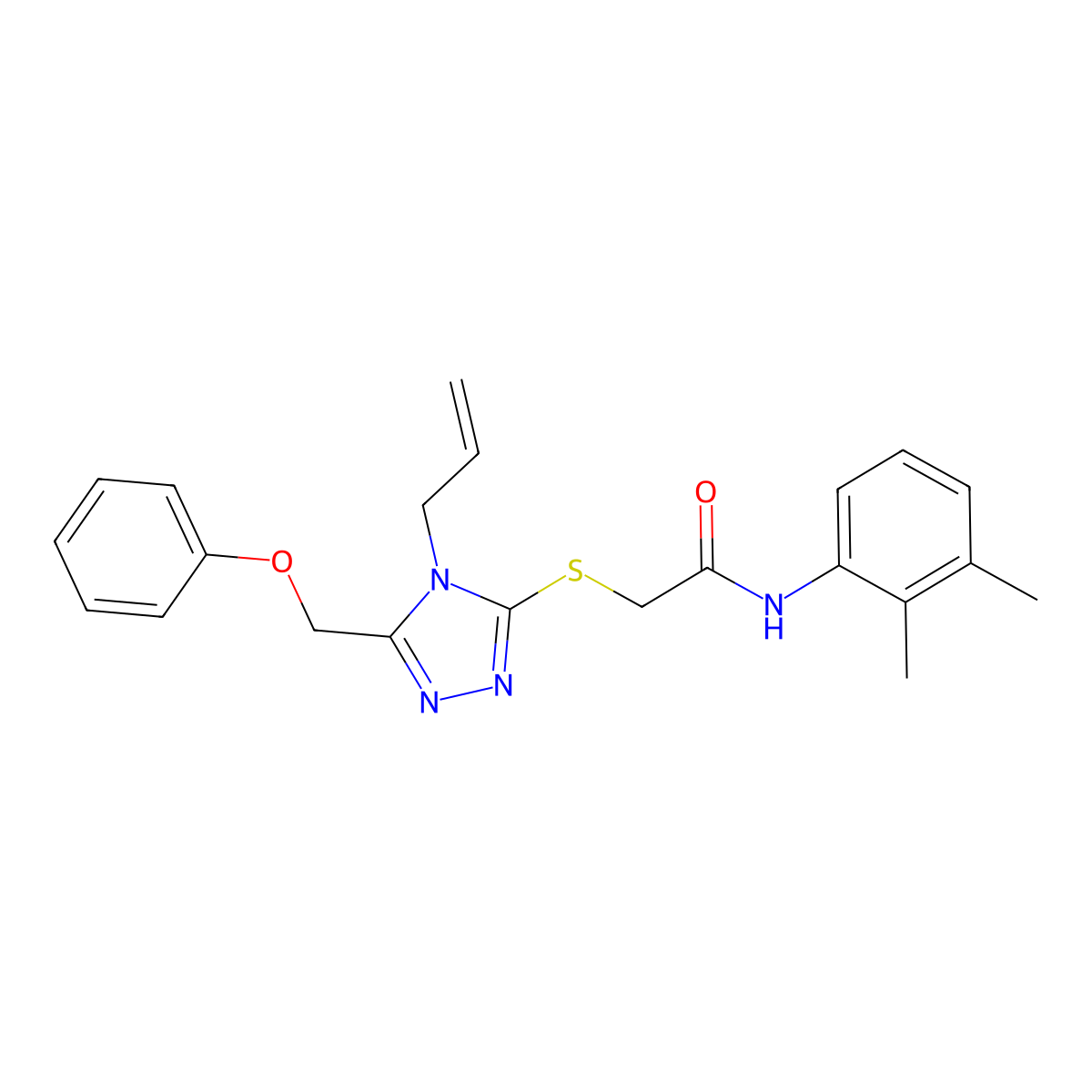 N-(2,3-dimethylphenyl)-2-{[5-(phenoxymethyl)-4-(prop-2-en-1-yl)-4H-1,2,4-triazol-3-yl]sulfanyl}acetamide molecular structure, CAS 862129-00-8