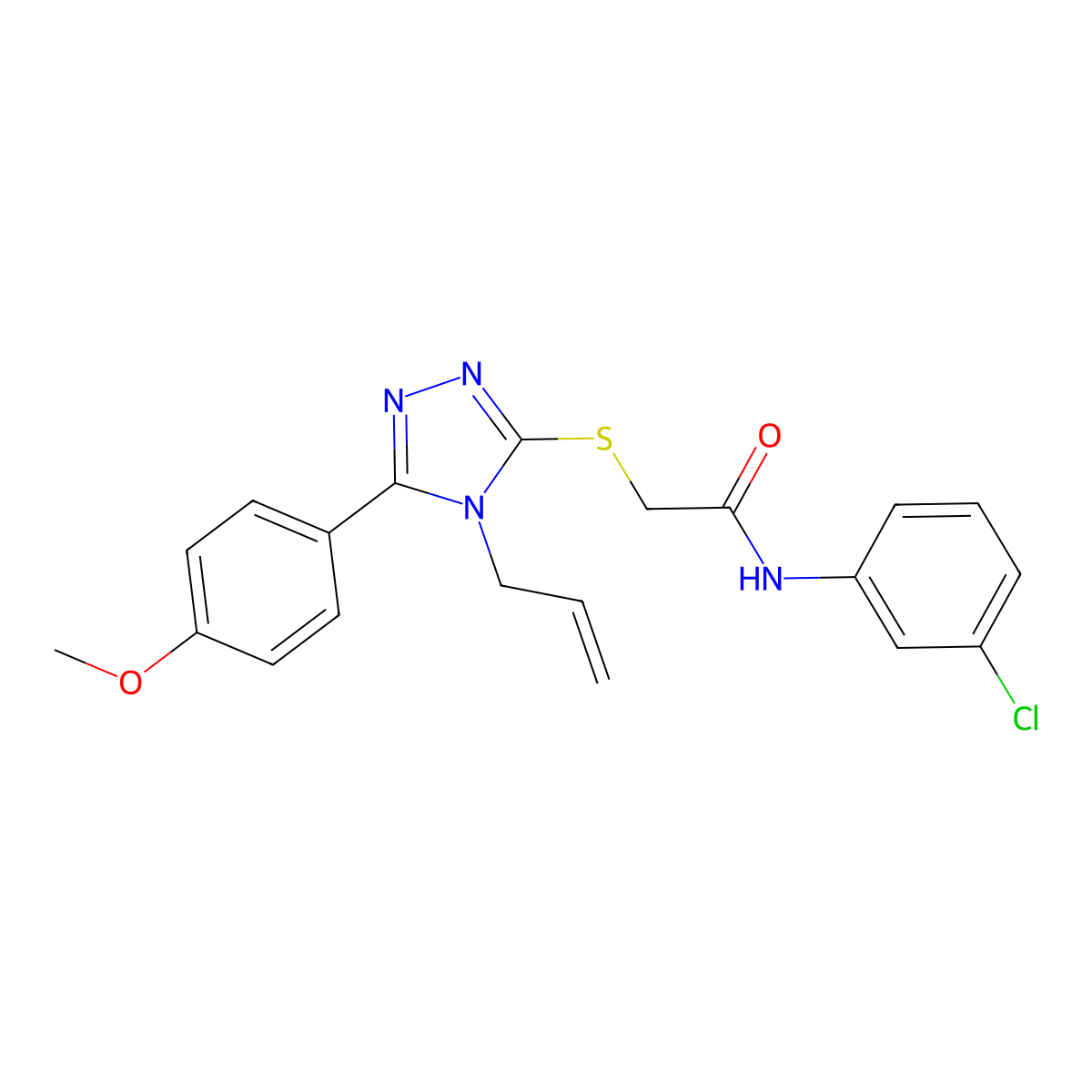 N-(3-chlorophenyl)-2-{[5-(4-methoxyphenyl)-4-(prop-2-en-1-yl)-4H-1,2,4-triazol-3-yl]sulfanyl}acetamide molecular structure, CAS 862129-47-3