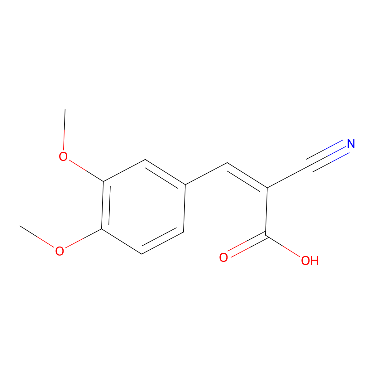 2-Cyano-3-(3,4-dimethoxyphenyl)prop-2-enoic acid molecular structure, CAS 86213-20-9