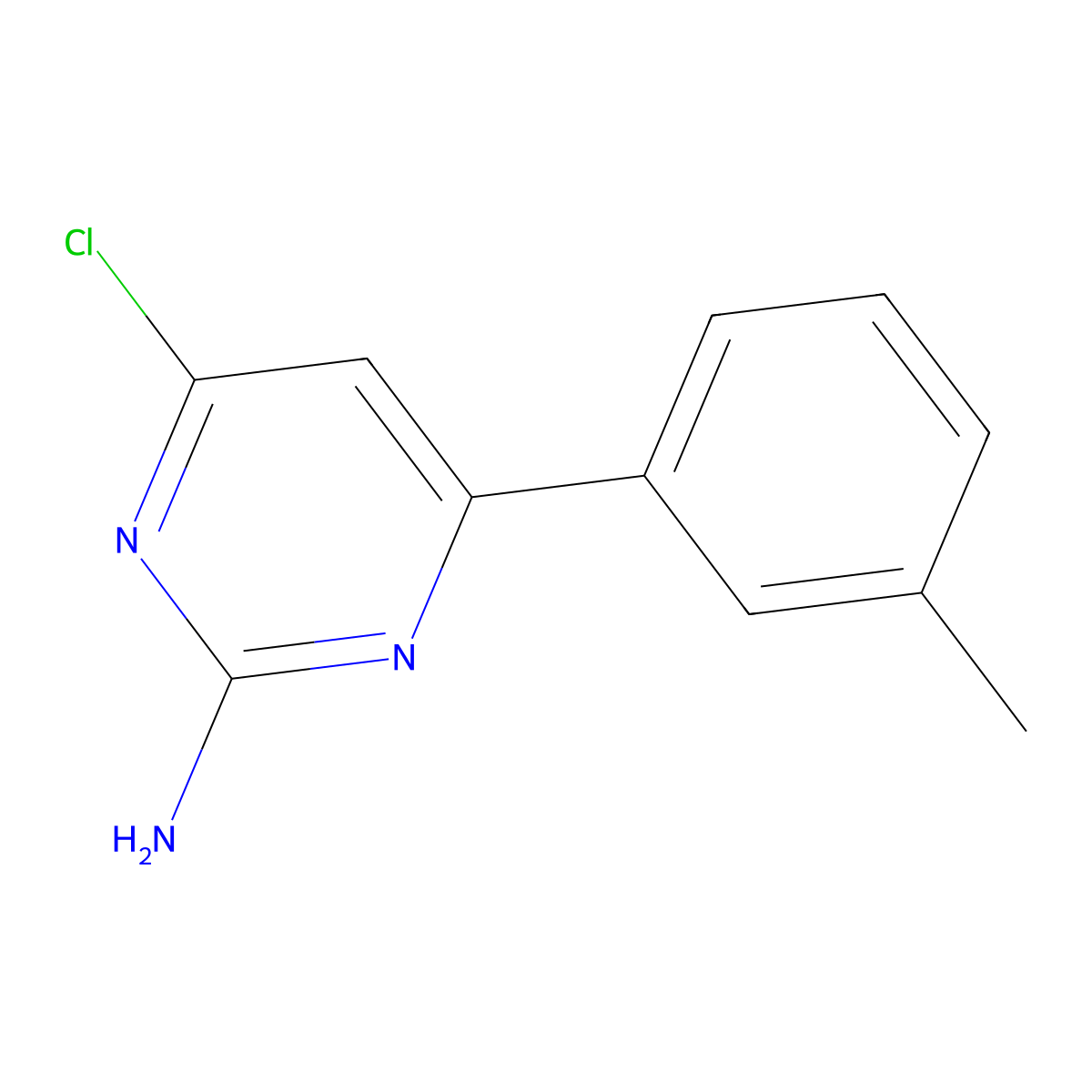 2-Amino-4-chloro-6-(3-tolyl)pyrimidine molecular structure, CAS 862168-09-0