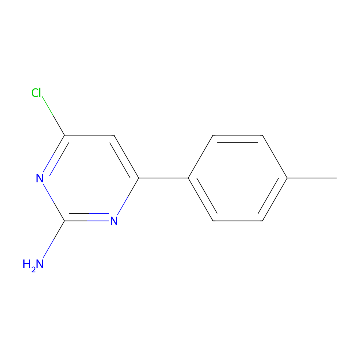 2-Pyrimidinamine, 4-chloro-6-(4-methylphenyl)- molecular structure, CAS 862168-10-3
