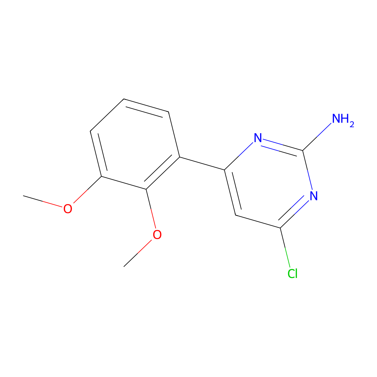 4-Chloro-6-(2,3-dimethoxy-phenyl)-pyrimidin-2-yl-amine molecular structure, CAS 862168-16-9