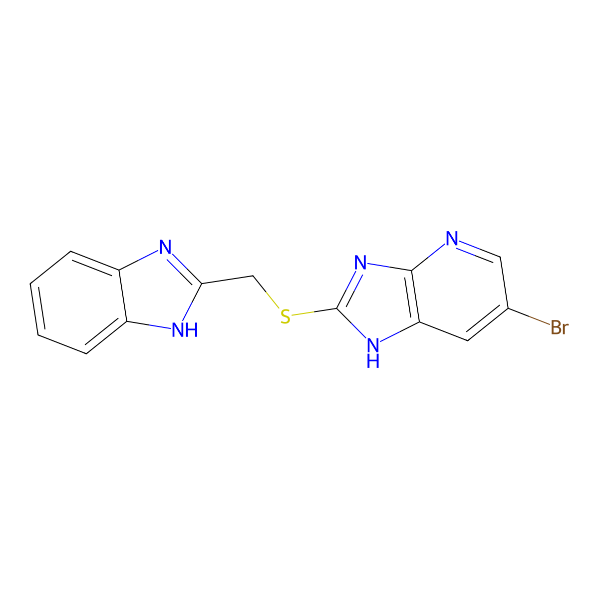 2-(1H-benzimidazol-2-ylmethylsulfanyl)-6-bromo-1H-imidazo[4,5-b]pyridine molecular structure, CAS 862183-78-6