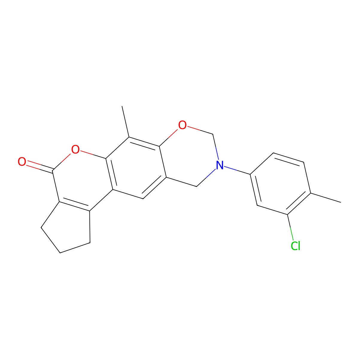 9-(3-chloro-4-methylphenyl)-6-methyl-2,3,9,10-tetrahydro-8H-cyclopenta[3,4]chromeno[6,7-e][1,3]oxazin-4(1H)-one molecular structure, CAS 862185-83-9