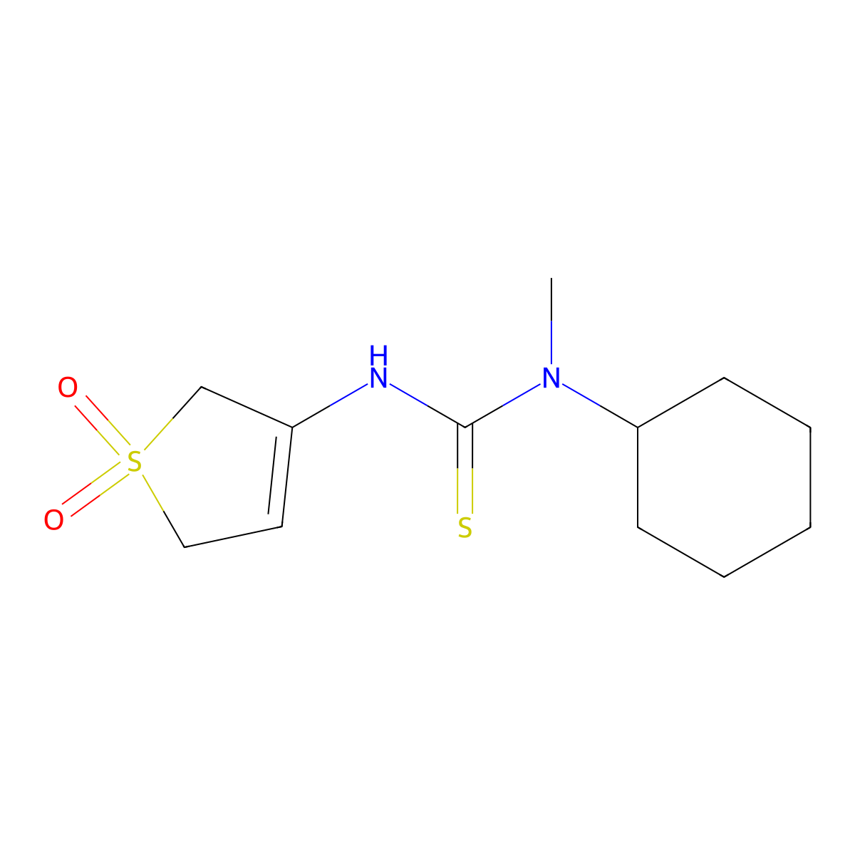 1-Cyclohexyl-3-(1,1-dioxo-2,5-dihydrothiophen-3-yl)-1-methylthiourea molecular structure, CAS 862185-88-4