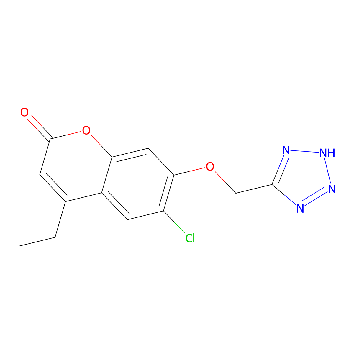 6-chloro-4-ethyl-7-(1H-tetrazol-5-ylmethoxy)-2H-chromen-2-one molecular structure, CAS 862185-89-5