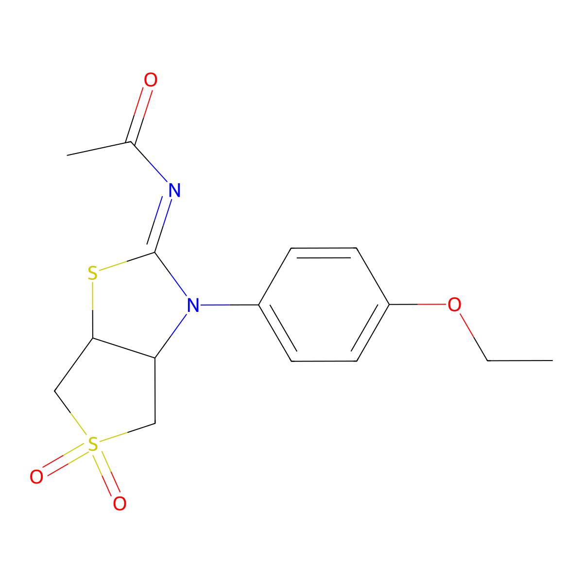 N-[(2Z)-3-(4-ethoxyphenyl)-5,5-dioxidotetrahydrothieno[3,4-d][1,3]thiazol-2(3H)-ylidene]acetamide molecular structure, CAS 862186-58-1