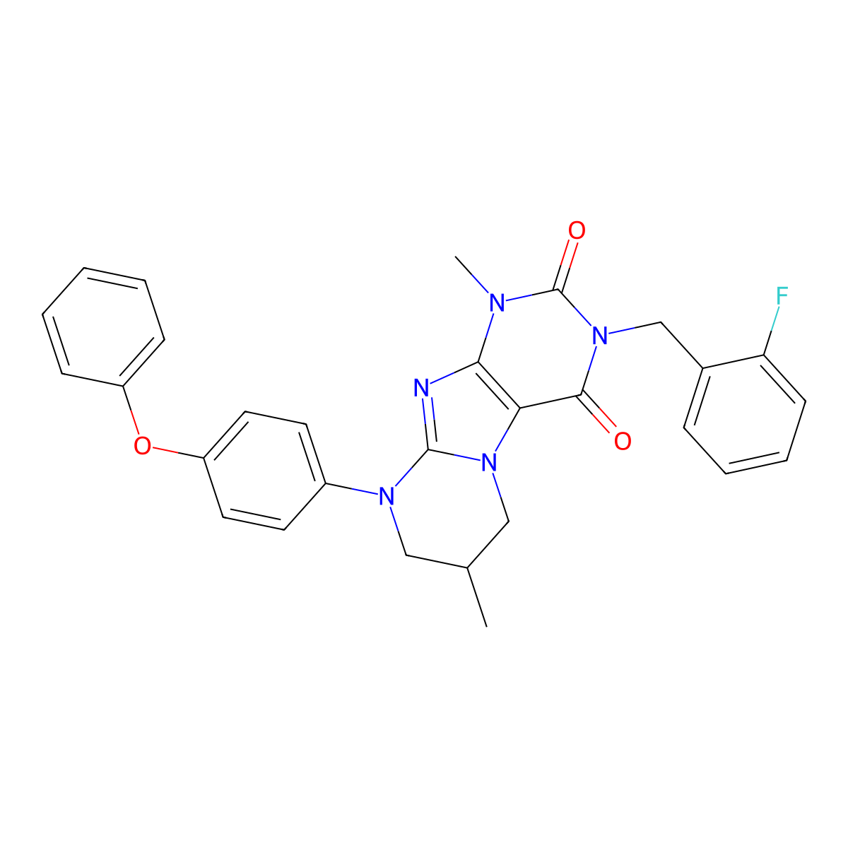 3-[(2-fluorophenyl)methyl]-1,7-dimethyl-9-(4-phenoxyphenyl)-7,8-dihydro-6H-purino[7,8-a]pyrimidine-2,4-dione molecular structure, CAS 862186-64-9