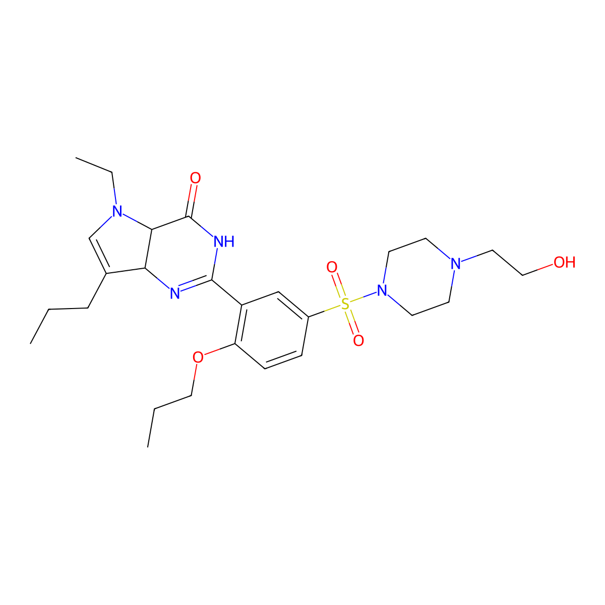 5-ethyl-2-[5-[4-(2-hydroxyethyl)piperazin-1-yl]sulfonyl-2-propoxyphenyl]-7-propyl-4a,7a-dihydro-3H-pyrrolo[3,2-d]pyrimidin-4-one molecular structure, CAS 862189-95-5