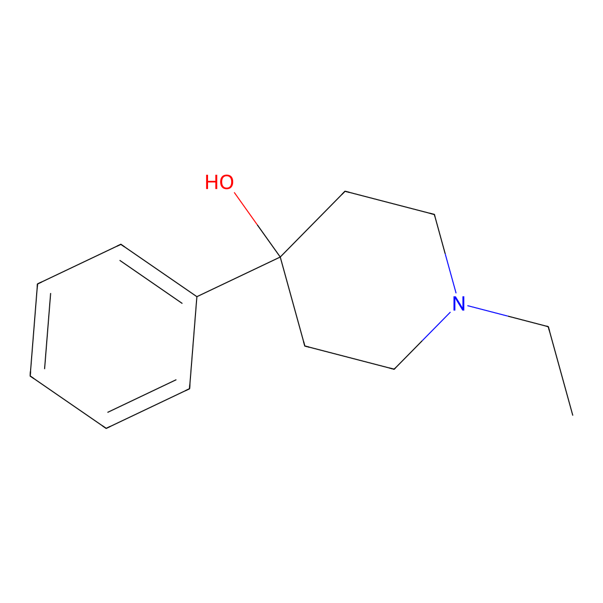 1-Ethyl-4-phenylpiperidin-4-ol molecular structure, CAS 86219-68-3