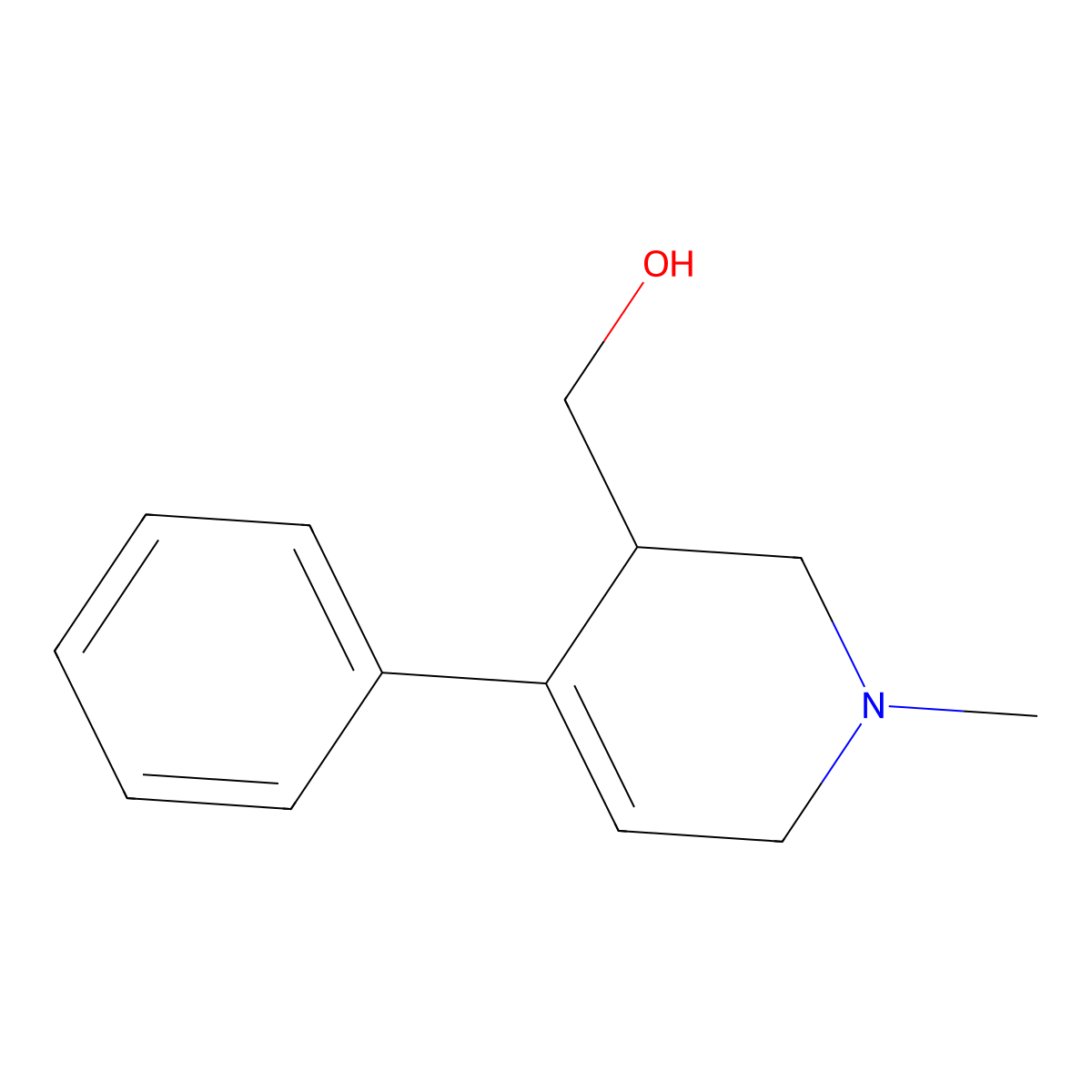 1,2,3,6-Tetrahydro-1-methyl-4-phenylpyridine-3-methanol molecular structure, CAS 86219-77-4