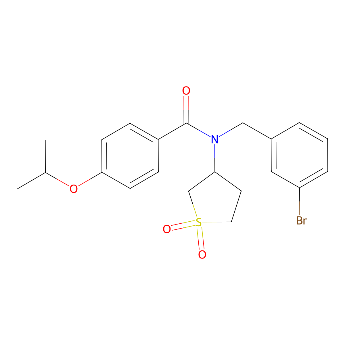 N-(3-bromobenzyl)-N-(1,1-dioxidotetrahydrothiophen-3-yl)-4-(propan-2-yloxy)benzamide molecular structure, CAS 862191-71-7
