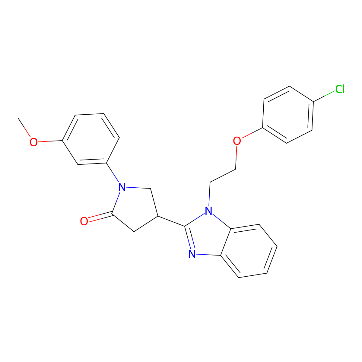 4-[1-[2-(4-Chlorophenoxy)ethyl]benzimidazol-2-yl]-1-(3-methoxyphenyl)pyrrolidin-2-one molecular structure, CAS 862191-81-9