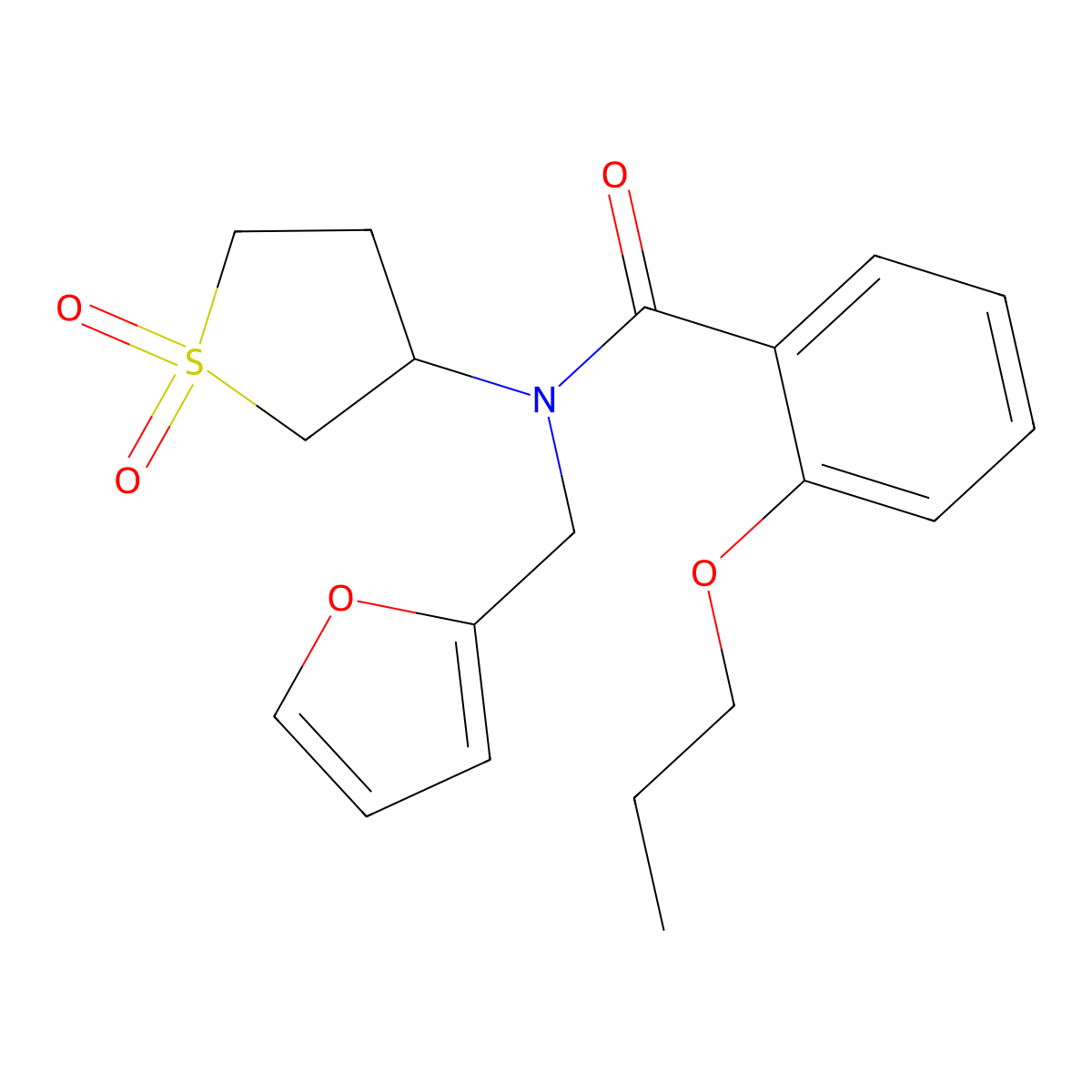 N-(1,1-dioxidotetrahydrothiophen-3-yl)-N-(furan-2-ylmethyl)-2-propoxybenzamide molecular structure, CAS 862191-93-3