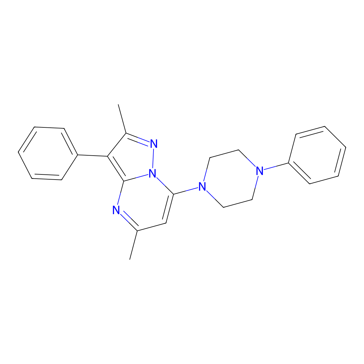 2,5-Dimethyl-3-phenyl-7-(4-phenylpiperazin-1-yl)pyrazolo[1,5-a]pyrimidine molecular structure, CAS 862192-15-2