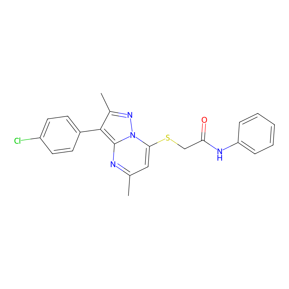 2-{[3-(4-chlorophenyl)-2,5-dimethylpyrazolo[1,5-a]pyrimidin-7-yl]sulfanyl}-N-phenylacetamide molecular structure, CAS 862192-20-9
