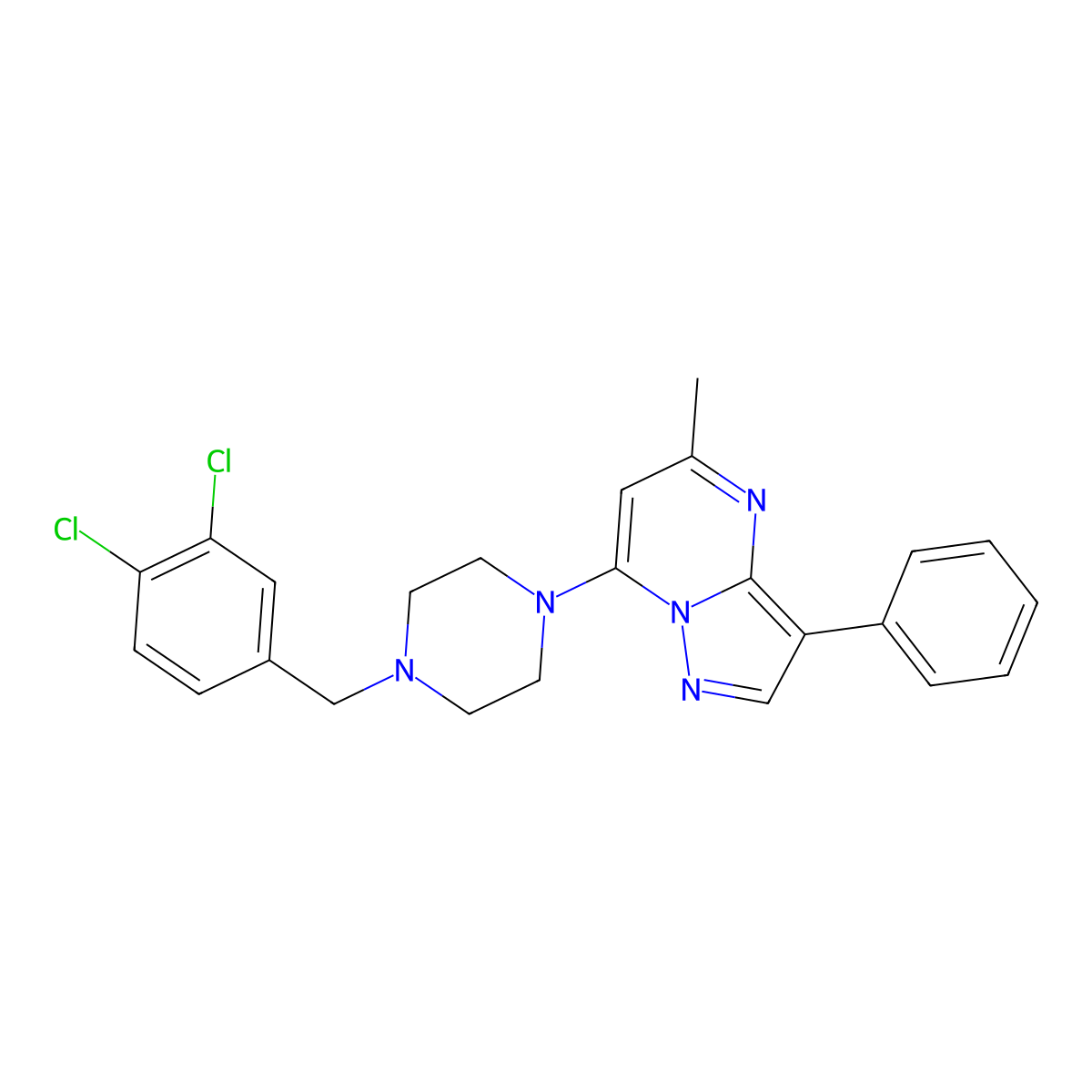 7-[4-(3,4-Dichlorobenzyl)piperazin-1-yl]-5-methyl-3-phenylpyrazolo[1,5-a]pyrimidine molecular structure, CAS 862192-35-6