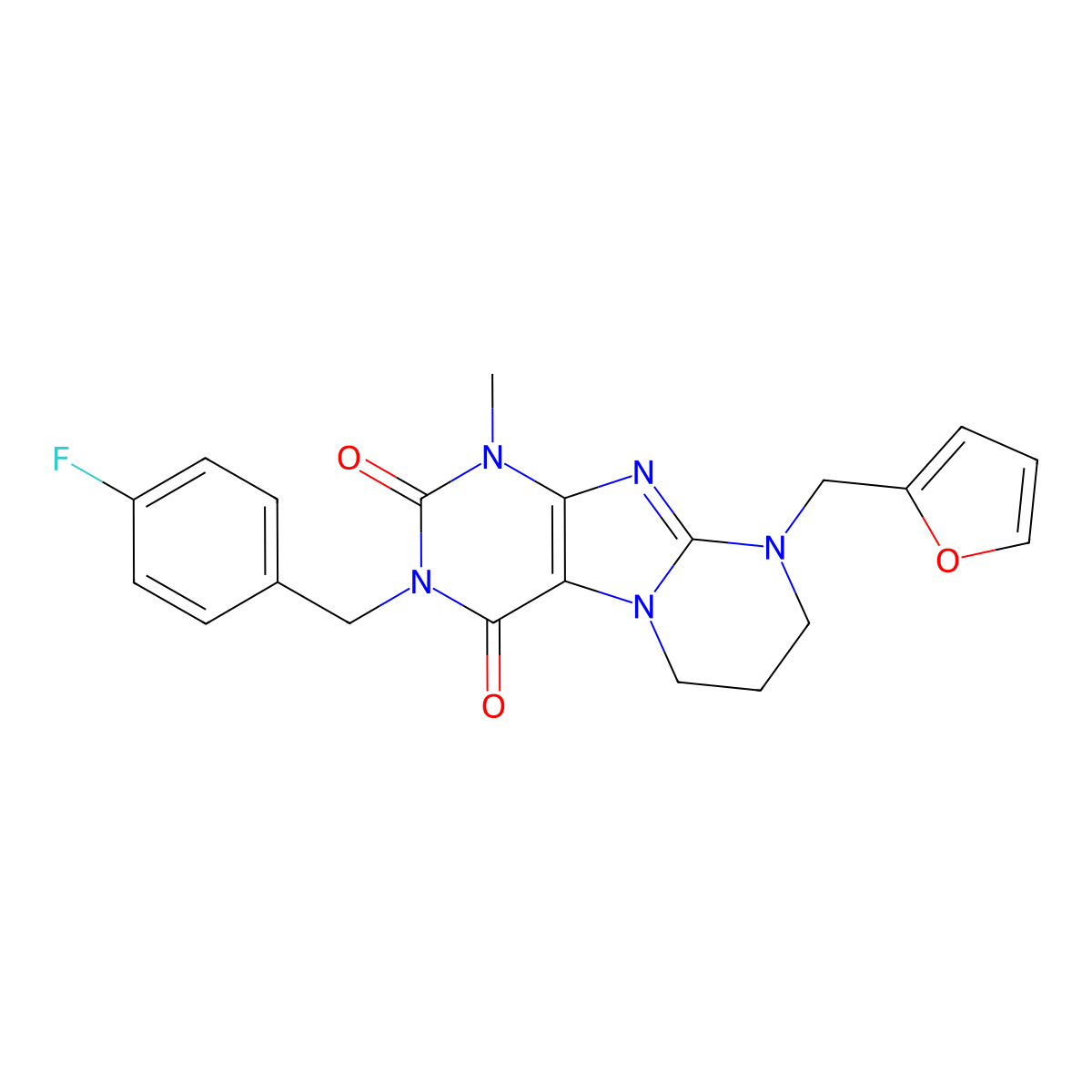3-(4-fluorobenzyl)-9-(furan-2-ylmethyl)-1-methyl-6,7,8,9-tetrahydropyrimido[2,1-f]purine-2,4(1H,3H)-dione molecular structure, CAS 862192-44-7