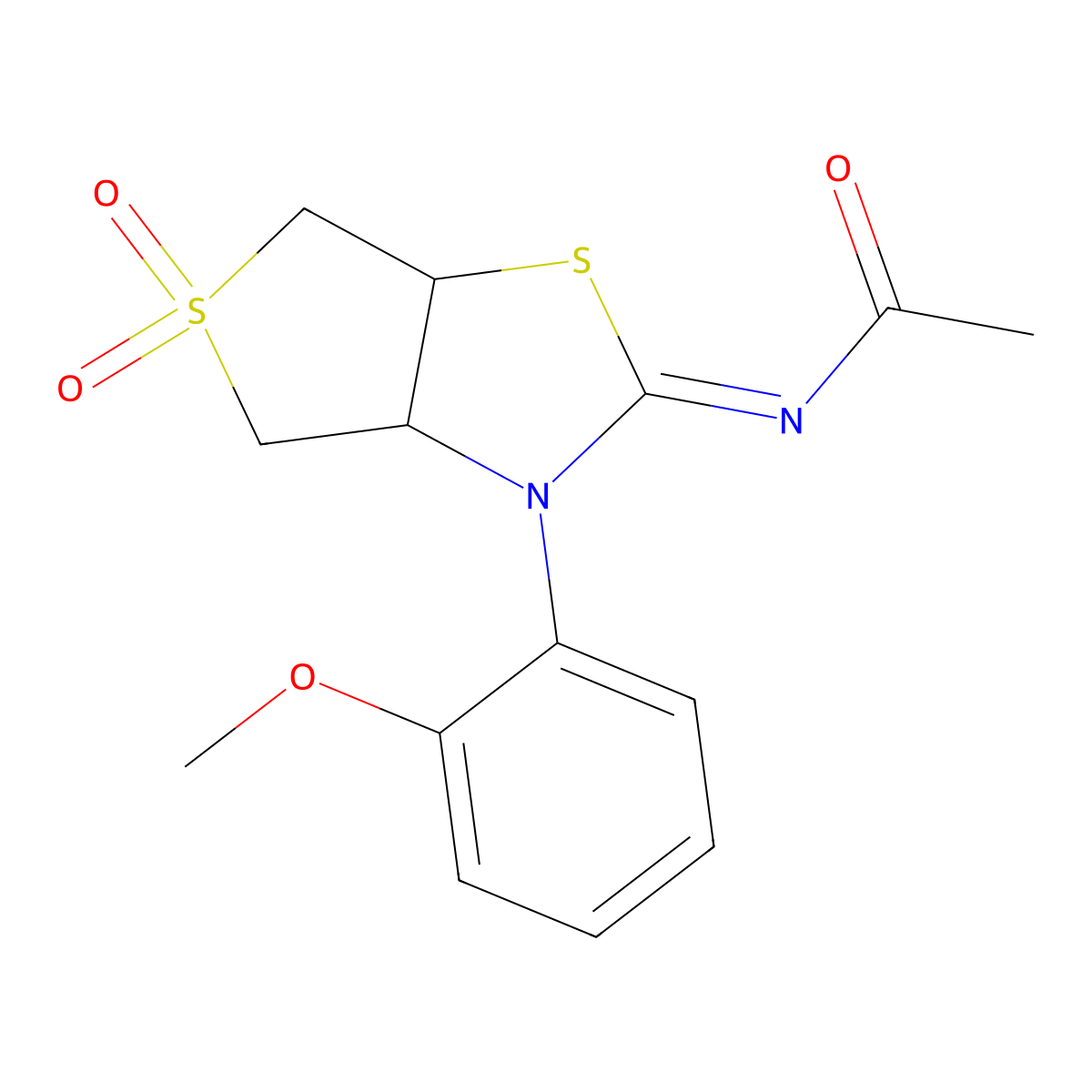 N-[(2Z)-3-(2-methoxyphenyl)-5,5-dioxidotetrahydrothieno[3,4-d][1,3]thiazol-2(3H)-ylidene]acetamide molecular structure, CAS 862192-98-1