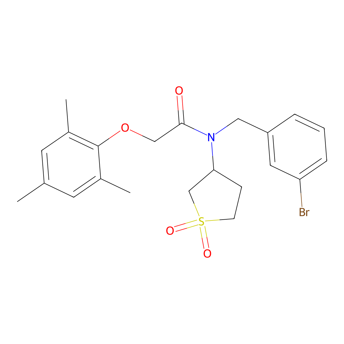 N-[(3-bromophenyl)methyl]-N-(1,1-dioxothiolan-3-yl)-2-(2,4,6-trimethylphenoxy)acetamide molecular structure, CAS 862193-63-3