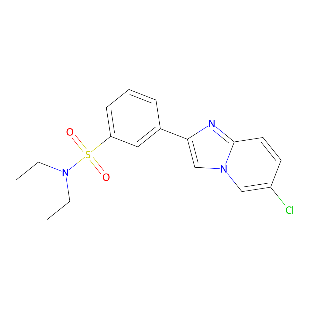 3-(6-chloroimidazo[1,2-a]pyridin-2-yl)-N,N-diethylbenzenesulfonamide molecular structure, CAS 862193-83-7